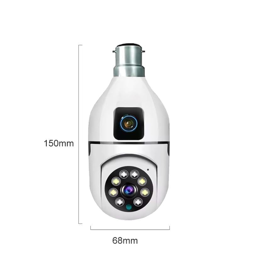 Image of JB Supar Dual Lens 4MP /8MP WiFi Smart Light Bulb Camera for Home | Full HD | Color Night Vision | Two Way Audio | Wireless Indoor Security Camera with Mobile App V380 Pro(Dual Lens Light Camera)