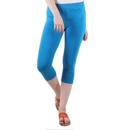 Image of DIAZ Women Cotton Stretchable Capri | Slim /Regular Fit | Breathable Yoga, Gym & Lounge Wear | High-Waist Stretchable 3 /4 Length Leggings with Wide Waistband - Pack of 1