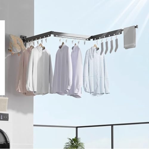 Support à linge mural pour salle de bain compacte et gain de place