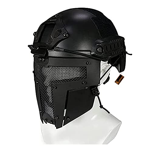 Taktischer Airsoft Fast Helm PJ Typ mit Metallgitterschutz Maske für Paintball Halloween Cosplay Cover