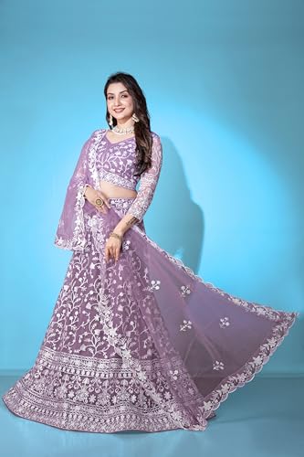 Varni Net Embroidered Semi Stitched Lehenga Set - Image 5