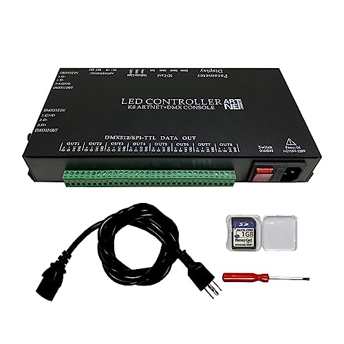 CANRIA K8 ARTNET + DMX CONSOLE LED CONTROLLER, convient pour SPI et DMX512 LED, hors ligne hors ligne, adressable programmable, carte SD 1G avec 96 modes de...