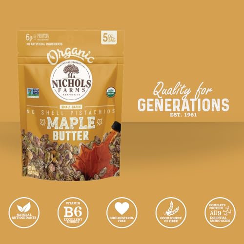 Image of Organic Pistachios, Maple Butter Flavored 5oz 3 Pack No Shell California Pistachios - Nichols Farms