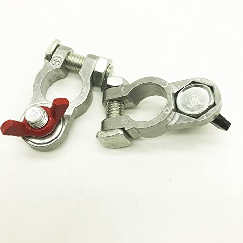 1 Pair Zinc-Plated Terminal End Set - For Car Marine Use Rv Trucks Vans Battery Cable Terminal Top Post Terminal Connectors Universal Negative & Positive #TOP3