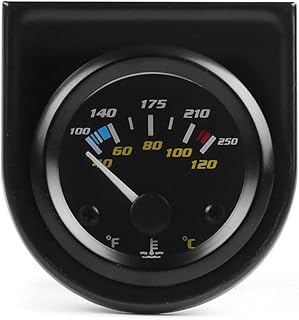Dyno Racing 2 inch 52mm Water Temp Gauge 40-120 Celsius 100-250 Fahrenheit Pointer Auto Water Temp Temperature Gauge White Led Car Meter with Sensor