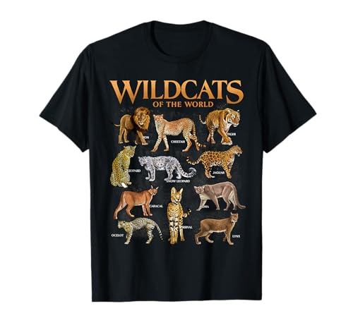 Wild Cats Animals of The World Educational Wild Animal Lover T-Shirt