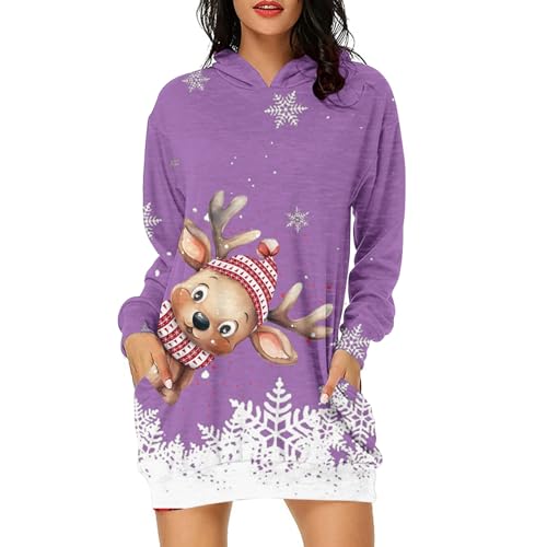Weihnachtskleid Damen Grosse Grössen Weihnachtskleid, Große Größen Festliche Weihnachtspulloverkleid, XXL Lang Pullover, Familien Sweatshirt,...
