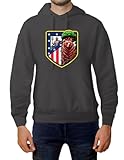 Egeberos Sudadera del Aleti Escudo Aleti ATM 2024 Sudaderas colchoneras y rojiblancas (Negro, XXL)