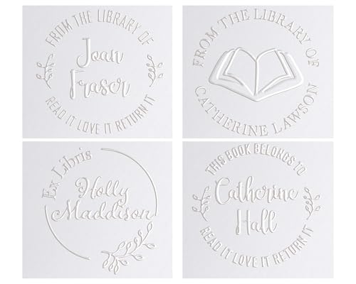 Library Book Embosser Seal Stamp Personalized Customized 1 x 5/8" (Fern)