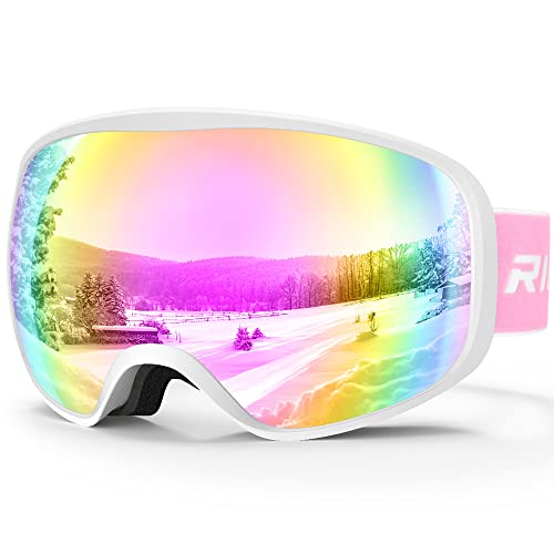 RIOROO Lunettes de Ski Masques Snowboard qualité supérieure pour Enfant 3 à 14 Ans pour Garçons et Filles100% OTG Protection UV Anti-Buée Coupe-Vent Ski Masques Snowboard-double lentille Cover