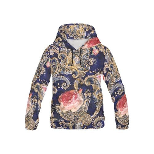 Paisley Flowers Long-sleeve All Over Print Athletic Hoodies Pullover Sweatshirt