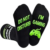 Funny Socks, DO NOT DISTURB I'M GAMING Socks with Grips Gamer Gifts for Men Who Have Everything, Gaming Novelty Gifts for Teenage Boys Men 9-12 uk Christmas Birthday Gifts