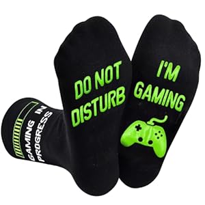Funny Socks, DO NOT DISTURB I’M GAMING Socks with Grips Gamer Gifts for Men Who Have Everything, Gaming Socks Novelty Gifts for Teenage Boys Men 9-12 uk Christmas Birthday Gifts