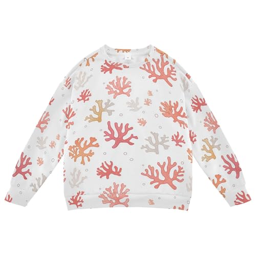 JUNZAN Cute Coral White Kids Boys Sweatshirt Hoodie Crewneck Tops Clothing Shirts Camping 4T