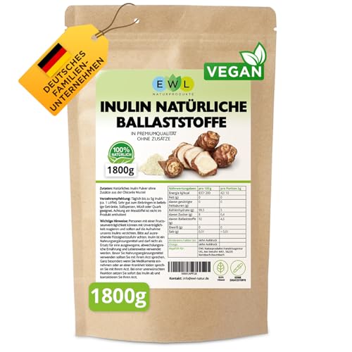 EWL Inulin Pulver 1800g | Ballaststoffpulver aus Chicorée Wurzel | Vorrat