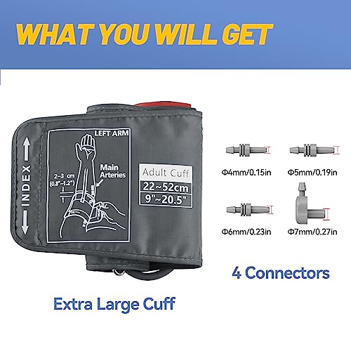 Blood Pressure Cuff, Xl Replacement Upper Cuff Compatible With Bp Extra Replacement Applicable For 9”-20.5” Inches (22-52Cm) Big Arm, Adult Large Cuff, 1.0 Count #TOP5
