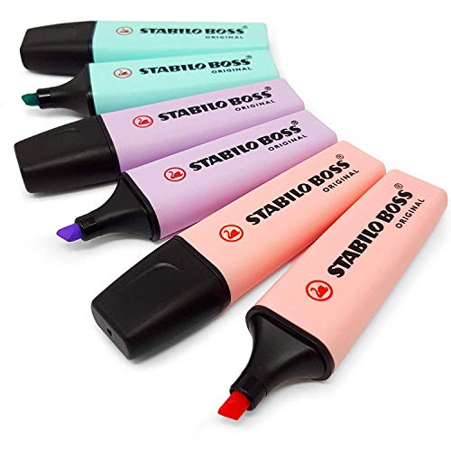 STABILO BOSS ORIGINAL Textmarker Marker – Set von 6 – Pastell Rosa, Lila und Türkis