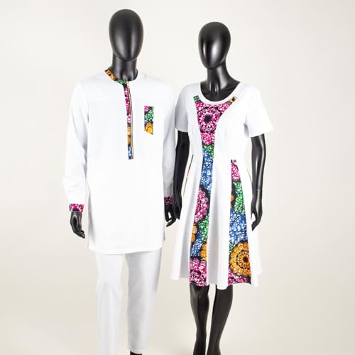 African A-line Dresses for Women Matching Couple Outfits Dashiki Men Clothes Zipper Shirt and Pant Sets Party Wear4