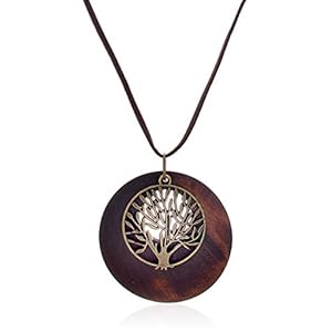 HUNO Tree of Life Pendant Necklace Long Leather Chain Statement Wooden Necklace for Women Vintage Wood Jewelry HUNO Tree of Life Pendant Necklace Long Leather Chain Statement Wooden Necklace for Women Vintage Wood Jewelry