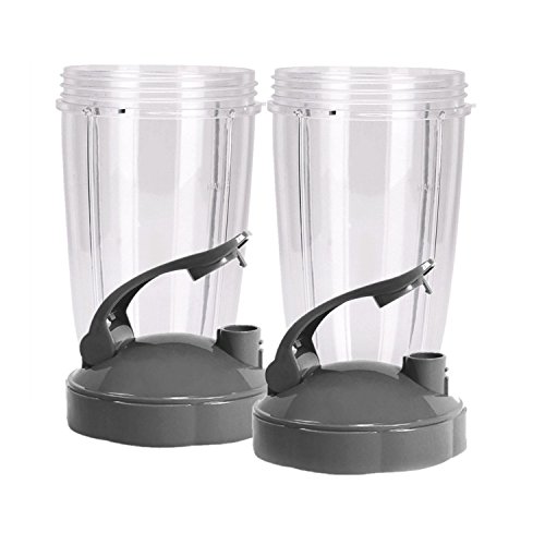 Blendin Flip Top To Go Lid with 24oz Tall Cup,Compatible with Nutribullet 600W, 900W, NB-101B, 900 Pro Series Blenders (2 Pack)
