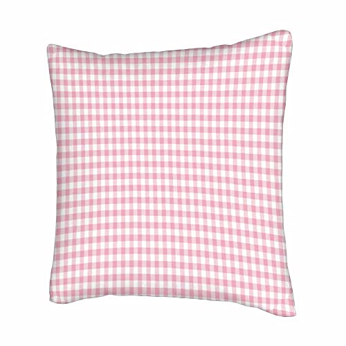 Wondertify Pink Gingham Throw Pillow Covers Checkered Geometric Plaid Square Pillow Cases Set Of 2 For Decorative Cushion Bed Couch Sofa 18"X18" #TOP1