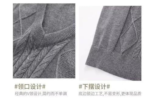 Men V-Neck Solid Twisted Flower Screw Thread Thicken Sleeveless Pullovers Knitd Vest2
