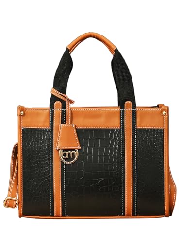 Image of Bagsy Malone Stile Eterno Tote-Croco Black & Tan