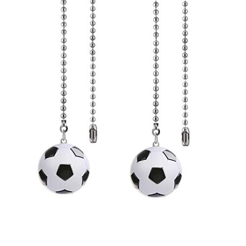 Image of Ceiling Fan Pull Chain Soccer Ornaments Extension Light Pull Chain Set,Sport Theme Fan String Charm Decorative Extension,Fan Light Chains Ornaments,Soccer Pendant for Ceiling Fans Lights Lamp 2Pack