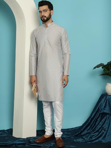 Image of SOJANYA (Since 1958 Men's Jacqard Silk Kurta & White Pyjama Set