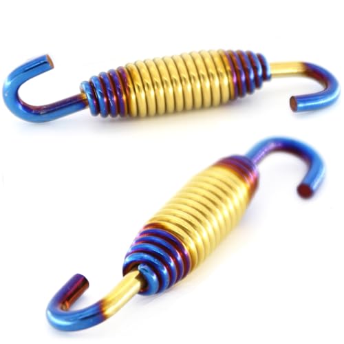 2 Stück 58mm Motorrad Auspuff Feder, Auspufffeder Haken Motorrad Feder Motorrad Auspuff Mittelrohre Federn Edelstahlfedern Schwenkbare Federn Universalmotoren Teile