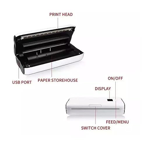 Image of Fafeicy A4 Thermal Printer Bluetooth Portable Thermal Label Printer Inkless Wireless with BT Connection for iOS Androids Smartphones Home School Office