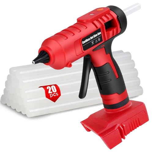 100w Cordless Hot Glue Gun Compatible with Milwaukee m18 Battery Fast Preheating and Anti-drip Full Size Glue Gun with 20pcs Glue Sticks(11 x 150mm) for Crafts DIY(Tool Only Not Made by Milwaukee)