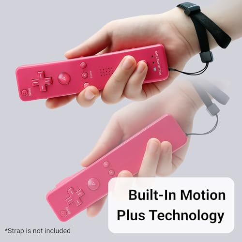 Image of Wii Remote with Motion Plus - Wireless Bluetooth Game Controller - Official Wii and Wii U Compatible - 2 Pack (Renewed) (Pink)