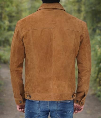Image of Decrum Suede Leather Jacket Men - Casual Real Lambskin Leather Jacket for Mens