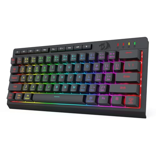 Redragon K522 PRO 60% kabellose RGB-Membran-Gaming-Tastatur, 3-Modus-Tastatur mit 61 Tasten und linearem mechanischem Gefühl, 4 zusätzlichen Makrotasten und Mediensteuerungstasten, US-Layout