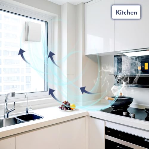 Badlüfter 100mm mit Fernbedienung, Bidirektional, 3 Geschwindigkeiten, 30db Leiser Betrieb, Wandventilator mit 1.5m Netzkabel für Küche, Bad, Gewächshaus, Garage, für Wand-, Decken- & Fenstermontage