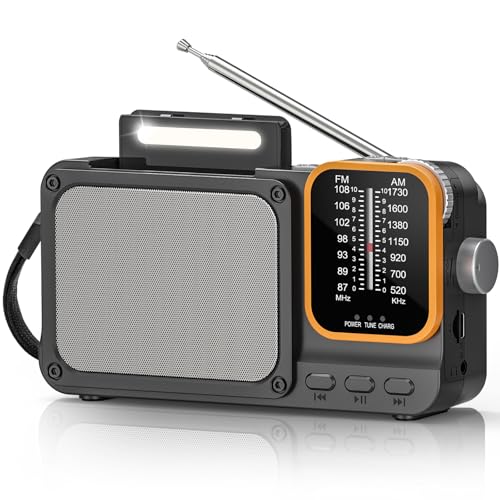 Tendak Radio Portatile FM/AM, Radio Portatile Ricaricabile 2400mAh, Radiolina Portatile Supporta Batterie Sostituibili...