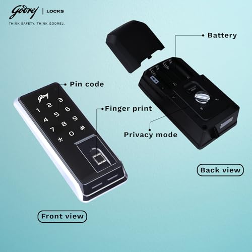 Godrej Smart Lock | Advantis Rimtronic Digital Lock | 360° Fingerprint Access | Pass Code Spycode | Autolocking | Privacy Function | Break-in Damage Alarm | 3 Years Warranty | Free Installation