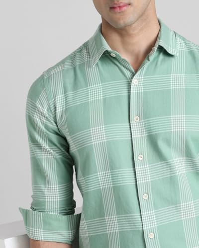 Image of MUFTI Purple Checks Slim Fit Shirt