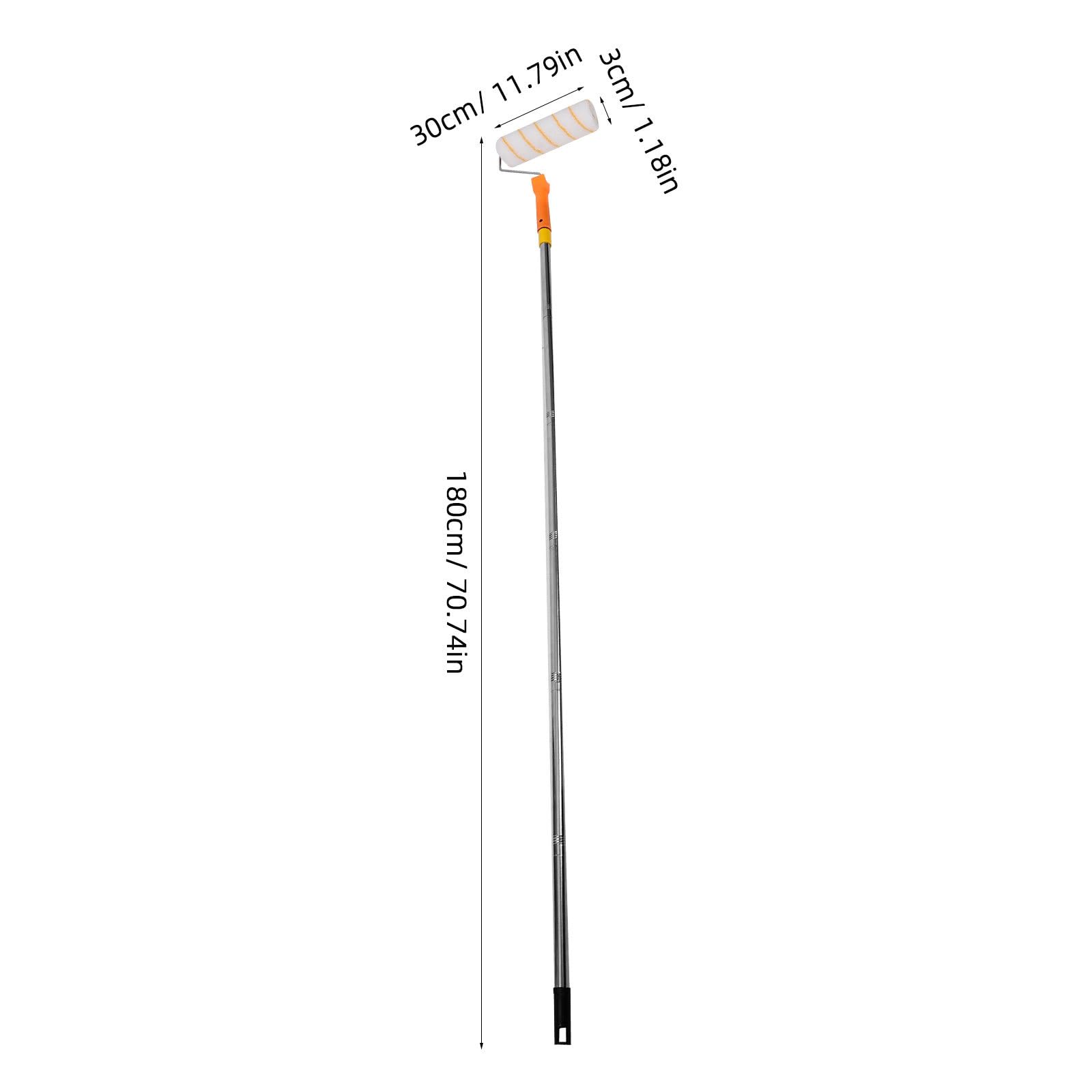 Rouleau à Peinture avec Perche Télescopique 1,8m en Acier Inoxydable, Manche Ergonomique et Détachable pour Peinture Murale et Plafond Maison