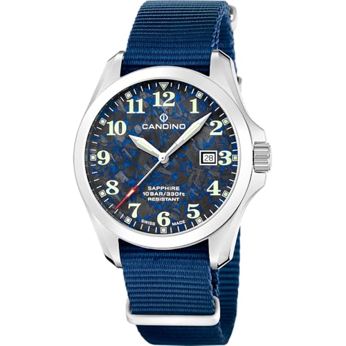 Candino Herrenuhr C4785/2 Field Watch Gehäuse aus grauem Edelstahl, graues Edelstahlarmband