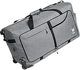 Bago Rolling Duffle Bag with Wheels - 31" 120L Foldable Weekender Bag, Waterproof Travel Duffel Bag, Heavy Duty lightWeight Duffle Bag for Traveling, Rolling Duffel Bag with Wheels (Snow Gray)