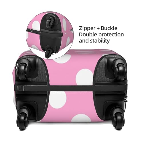 Pink And White Polka Dot Travel Luggage Covers - Elasticity Suitcase Covers Protector for Luggage 18-32 Inch3