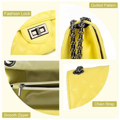 Image of Gladdon Quilted Crossbody Purse for Women Trendy Shoulder Bags | Stylish Shoulder Purse,Quilted Pattern,Structured bag,Chain Strap,Spacious Enough,Casual and Dressy Outfits,Any Occasion