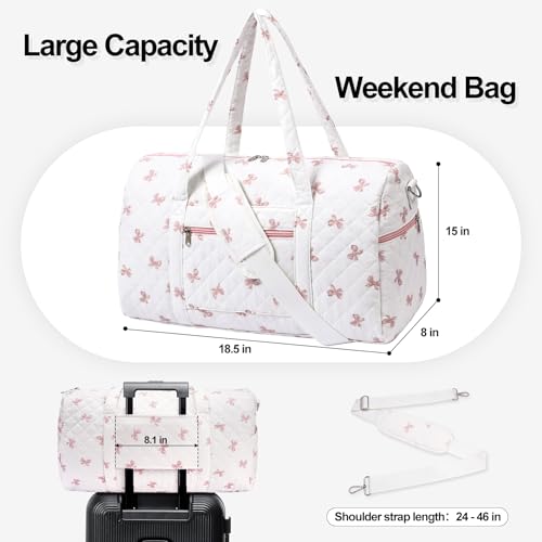 Gym Bag for Women, Cute Duffle Bag, Quilted Duffle Bag for Travel, Floral Duffle Bags, Weekend Bag with Zipper Pocket Dance Bag Organizer2
