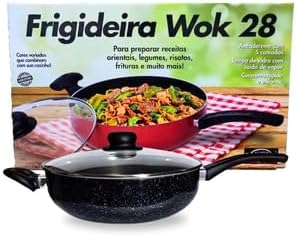 Frigideira Wok Antiaderente 5 Camadas com Tampa de Vidro Saida a Vapor Vieg...