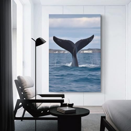 Toile queue de baleine 60x90 cm unframe pour décoration murale de salon - 3