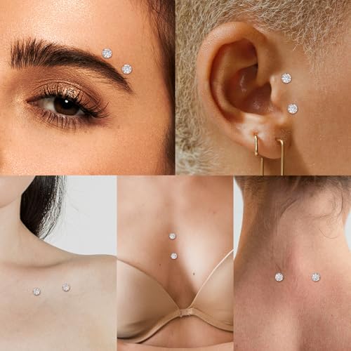 Xpircn 14G Titanium Surface Piercing Jewelry Flat Bar CZ Staple Barbell Internally Threaded Surface Tragus Staple Bar Piercing Jewelry 10/12/14/16/18/20mm2