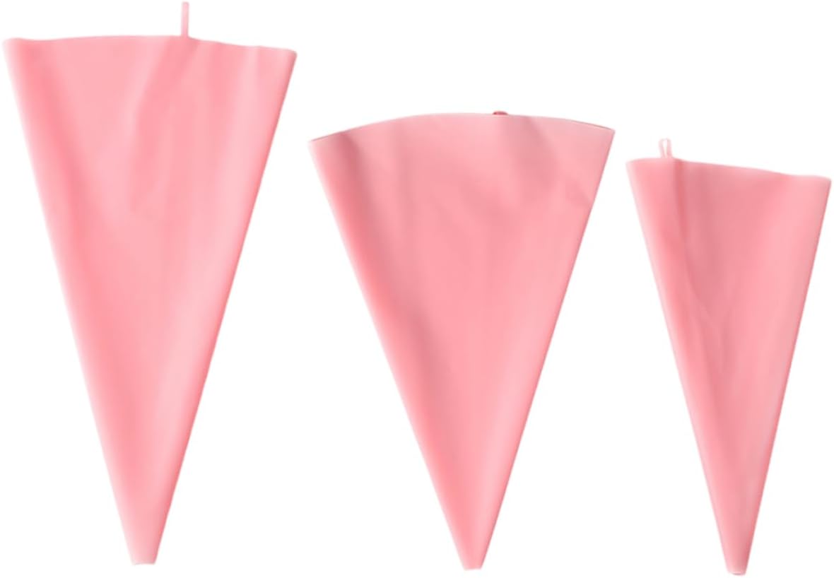Silicone Pastry Bags Reusable 3pcs for Cake Decorating, Pink