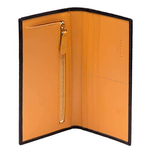 Ettinger Bridle Leather Long Coat Wallet With Zipped Pocket, 7.48 X 3.7 X .5 Inches - Black #TOP2